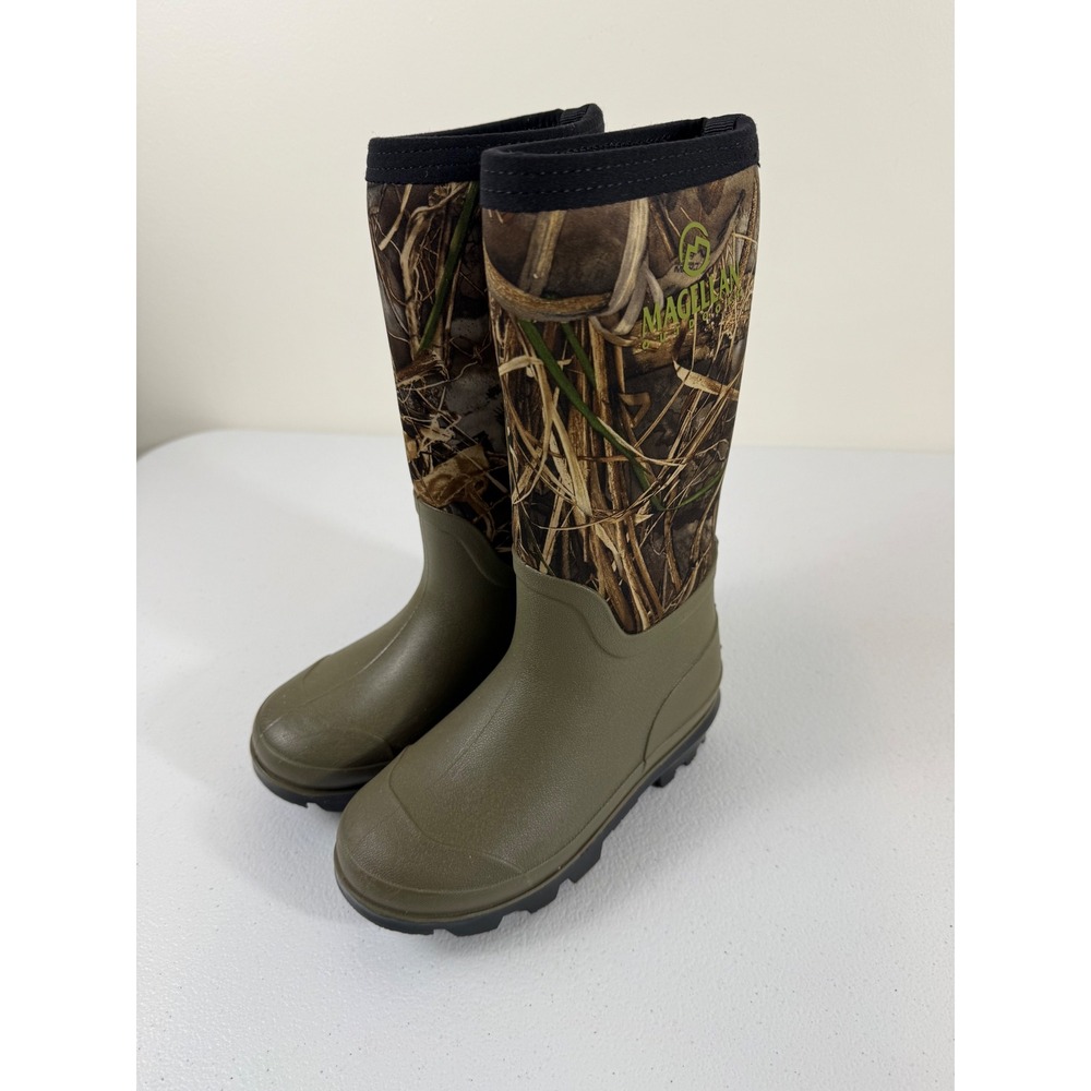 Magellan Outdoors Youth 13D Camo Rubber Hunting Rain Boots Realtree Max-7 PVC